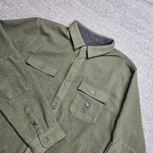 Roark Nordsman Flannel Shirt Mens Large Olive Green Wool Blend RW608 Shacket